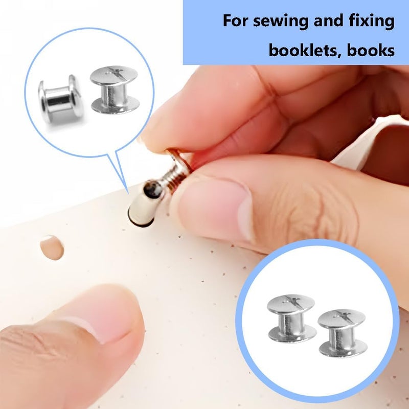Ruidee 100Pcs/50Set Chicago Screws M5x5mm Book Binding Rivets Screw Posts Round Flat Head Stud Screw for DIY Leather Albums (DZBD/M5x5) - Image 4